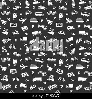 Seamless transports white icons pattern, wallpaper Stock Vector