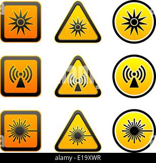 Set hazard warning symbols Stock Vector