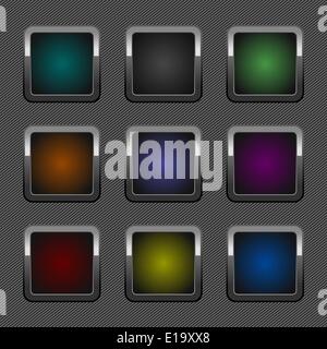 Set chrome color web button Stock Vector