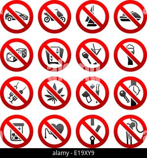 Set ban icons Prohibited symbols Vector design element Stock Vector