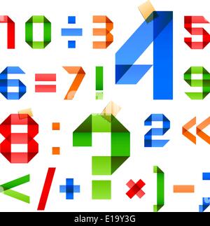 Font folded from colored paper - Arabic numerals, 10eps Stock Vector