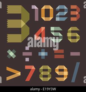 Font from colored scotch tape - Arabic numerals Stock Vector