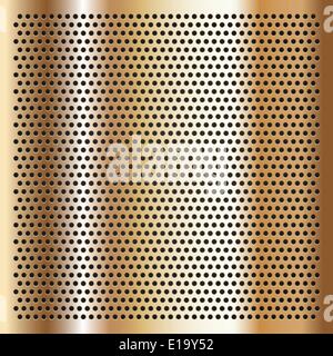 Golden background perforated sheet, vector design element Stock Vector
