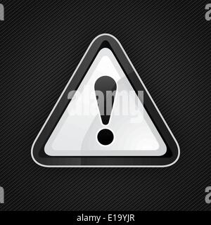 Hazard warning attention black sign on a metal surface, 10eps Stock Vector