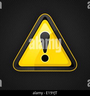 Hazard warning attention sign on a metal surface. 10 eps Stock Vector