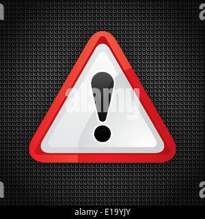 Hazard warning attention symbol on a metal surface, 10eps Stock Vector