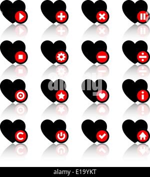 Red and black hearts icons. Vector illustration Stock Vector Image ...