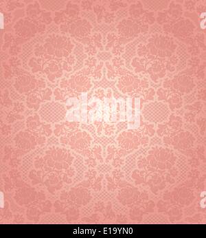 Lace background, ornamental pink flowers template Stock Vector