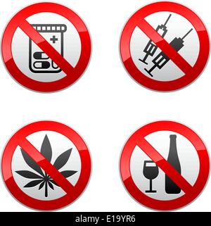 Set prohibited signs - drugs Stock Vector