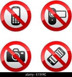 Set prohibited signs - gadget Stock Vector