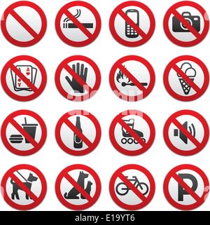 Simple Prohibited Signs Set on white background Stock Vector