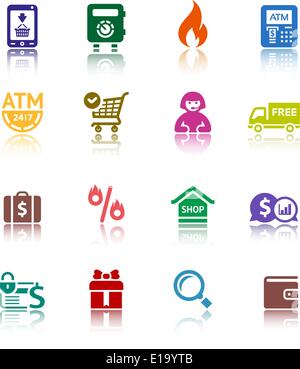Set shopping colour icons, vector illustration Stock Vector