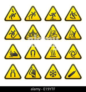 Set Simple of Triangular Warning Hazard Signs Stock Vector