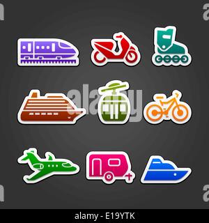 Set simple transportation icons, design element Stock Vector