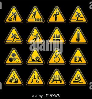Set Triangular Warning sumbols  Hazard signs. vector Stock Vector