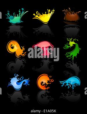 Splash colors Waves and Water with reflection, vector Stock Vector ...