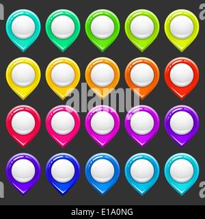 Mapping markers on a dark background, vector illustration Stock Vector