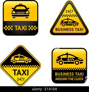 Taxi cab set labels, vector design element Stock Vector