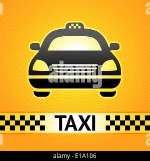 Taxi cab symbol on background pixel pattern Stock Vector