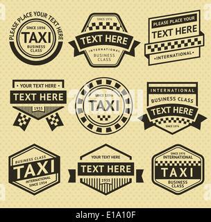 Taxi labels set, vintage style, vector illustration Stock Vector
