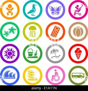 Tourism icons set, vector illustration Stock Vector