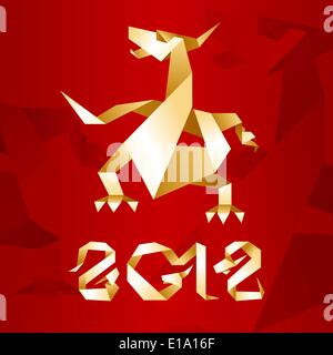 Origami Dragon, 2012 Year Stock Vector
