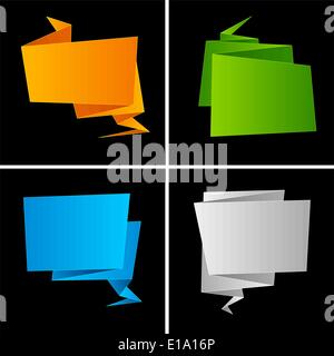 Origami, folded paper, set speech bubble, vector Stock Vector
