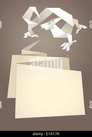 Paper speech bubble, dragon origami. design element Stock Vector