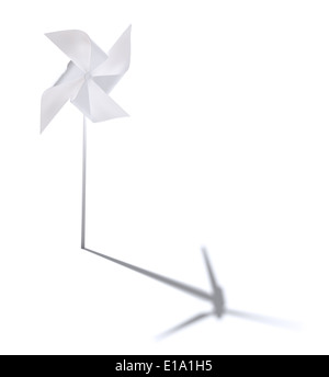 Windmill Wind Shadow RENEWABLE ENERGY WIND TURBINE casting shadow with two lights. 3D ...