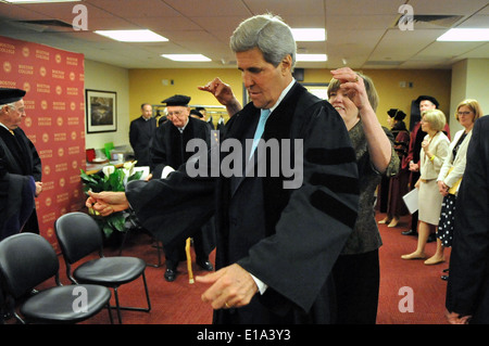 Secretary Kerry Dons Robe For Boston College Commencement Speech Stock Photo
