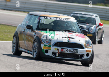 MISANO ADRIATICO, Rimini, ITALY - May 10: A Mini Cooper S Sv31 driven By Brena Alessandra (ITA), the Mini Challenge Stock Photo