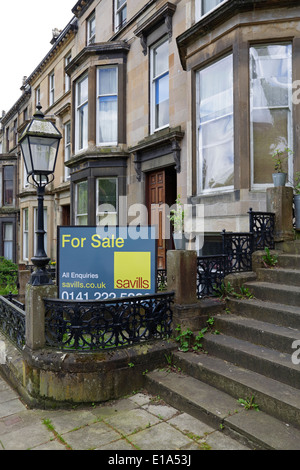 House for sale sign, Glasgow West End,  Scotland, UK Stock Photo