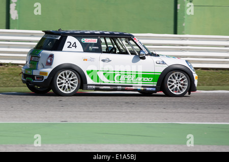 MISANO ADRIATICO, Rimini, ITALY - May 10: A Mini Cooper S Sv31 driven By Sebasti Lando Nicola (ITA), the Mini Challenge Stock Photo