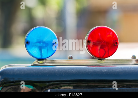 Red And Blue Sirens On Car Top Stock Photo