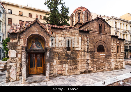 Athens, Greece. Church of Panaghia Kapnikarea is a Greek Orthodox church and one of the oldest churches in city Stock Photo