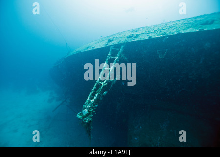 The Hilma Hooker is a shipwreck in Bonaire in the Caribbean Netherlands. It is a popular wreck diving site. Photo V.D. Stock Photo