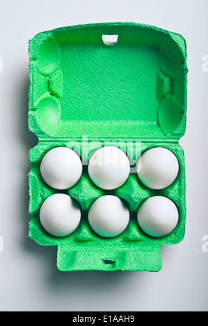 white chicken eggs in a carton Stock Photo