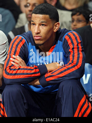 May 21, 2014 - San Antonio, TEXAS, USA - Oklahoma City Thunder's Andre Roberson watch first half action of Game 2 in the Western Conference Finals against the San Antonio Spurs from the bench Wednesday May 21, 2014 at the AT&T Center. (Credit Image: © San Antonio Express-News/ZUMAPRESS.com) Stock Photo