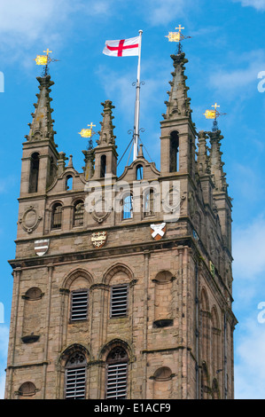 Tower of the Collegiate Church of St Mary, Warwick, England Stock Photo
