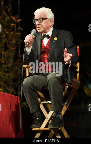 Barry Cryer performing his 'Twitter Titters' show with Colin Sell on the piano at Hay Festival 2014. ©Jeff Morgan Stock Photo