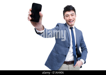 Young businessman with smart phone Stock Photo