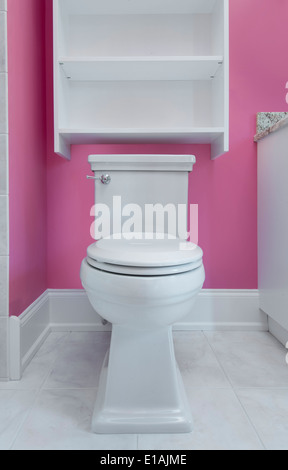 Toilet In Pink Bathroom Stock Photo