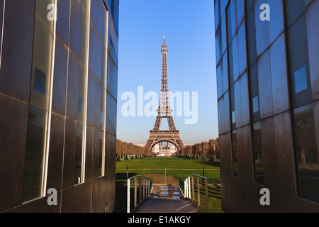 view of Eiffel Tower from Mur De La Paix, Paris, France