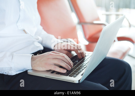 internet in airport Stock Photo