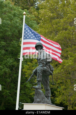 Iron Mike American war memorial at La Fière causeway in memory of the American Airborne troops of D-Day Stock Photo