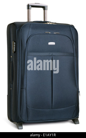 large dark blue suitcase isolated on white. clipping paths Stock Photo