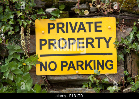 A Private No parking sign outside a house in Cornwall,put up by the house owner, Stock Photo