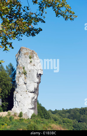 Europe, Poland, Malopolska, Ojcow National Park, Hercules Club, Maczuga Herkulesa, limestone pillar Stock Photo