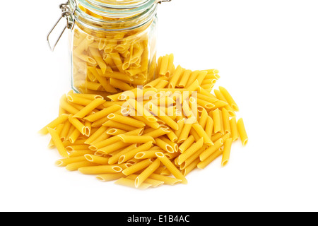 a jar with pastas isolated on the white background Stock Photo