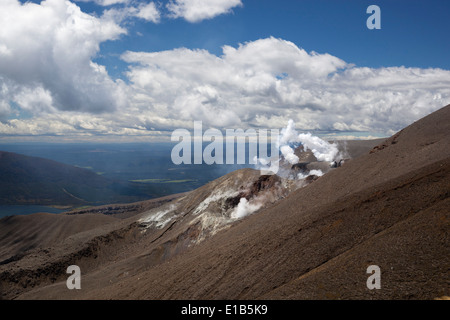 Steam rising from side of Mount Tongariro Stock Photo